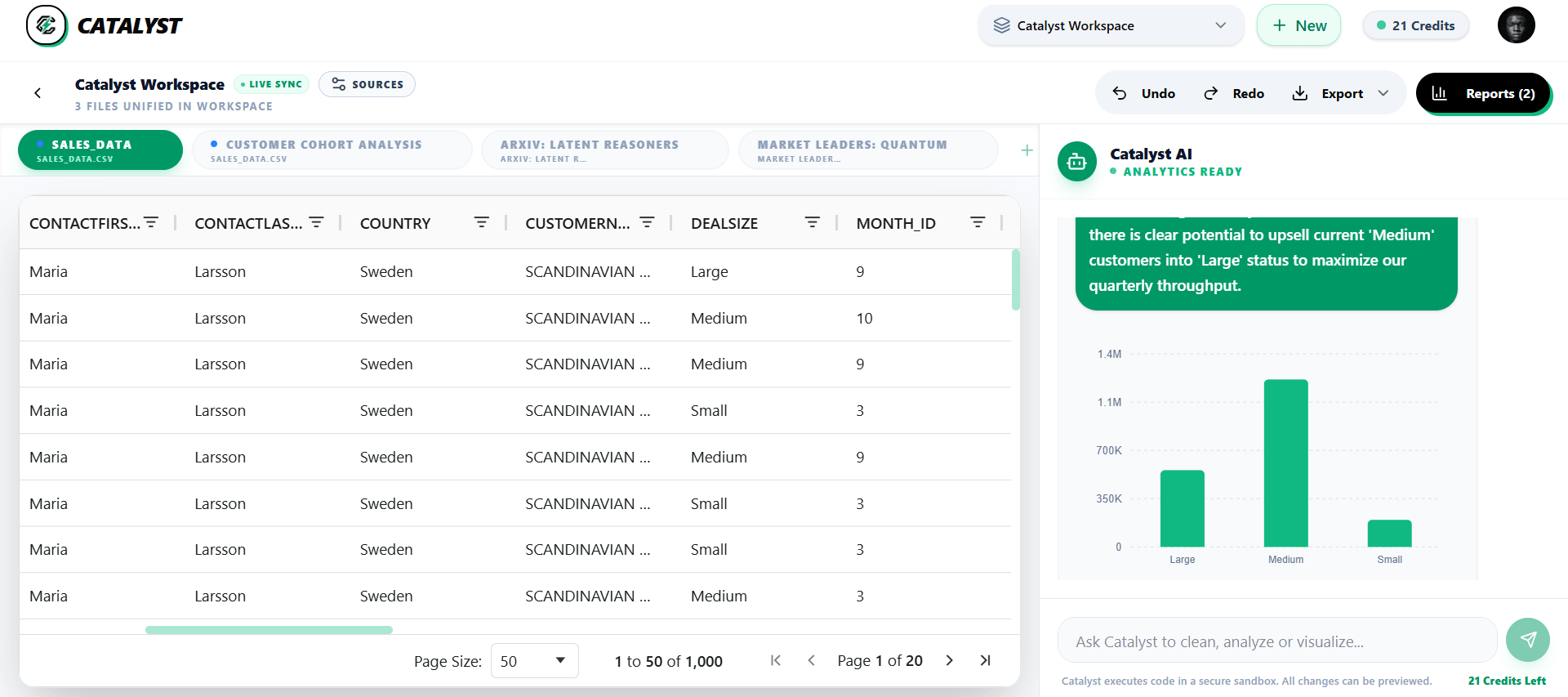 Catalyst Conversational Spreadsheet Workspace & AI Pilot