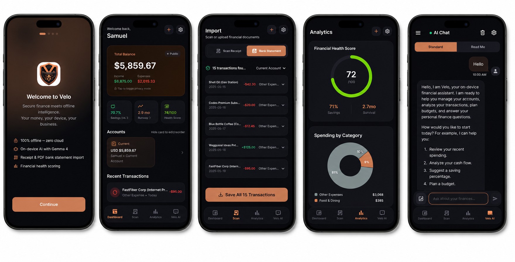 Velo Offline AI Personal Finance Controller